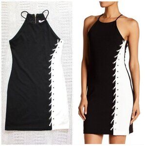 NWT PARKER Black & Ivory Mini Dress Size M Color Block Zip on Sleeveless sexy